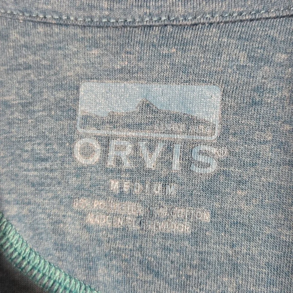 Orvis Women's Medium Blue Heather Quarter Zip Pullover Outdoor Hiking Active Top